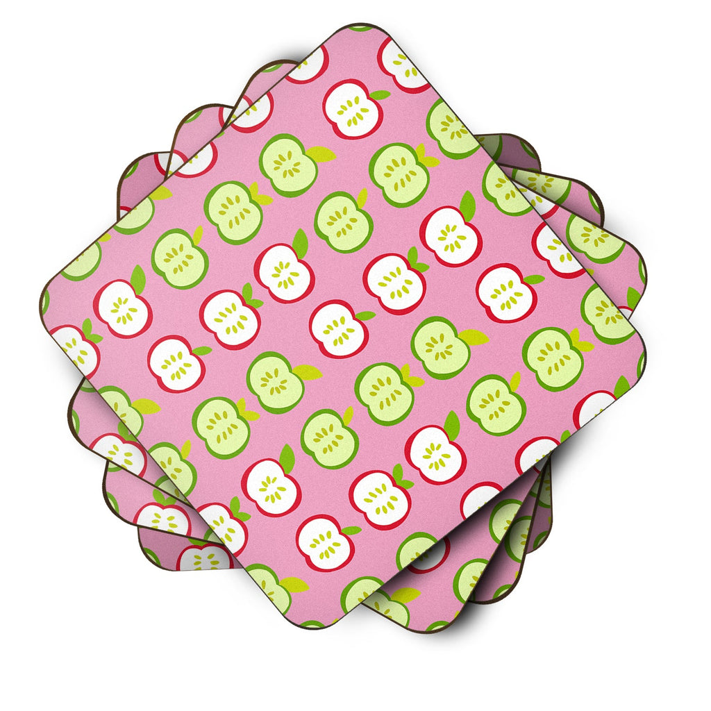 Apples on Pink Foam Coasters Set of 4 Cup Coasters for Indoor Outdoor, Tabletop Protection, Anti Slip, Mouse pad Material