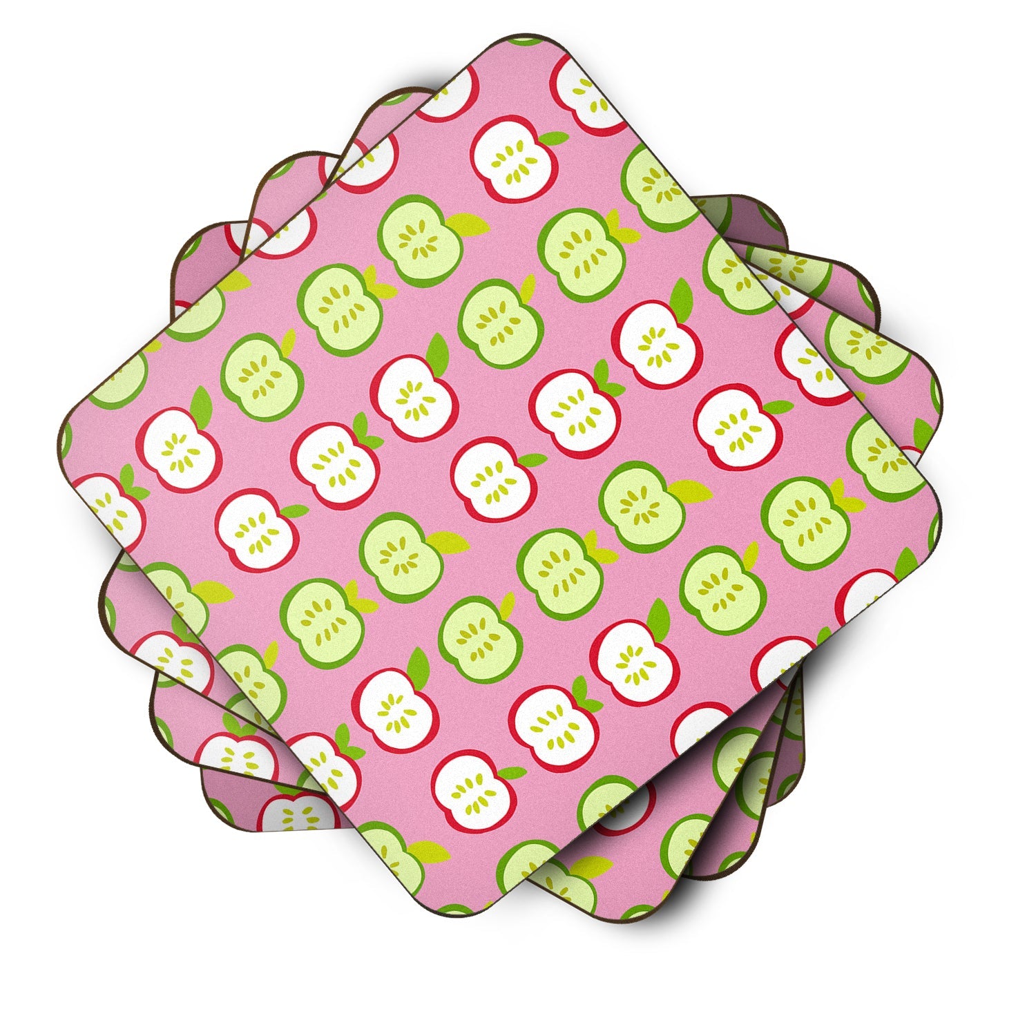 Apples on Pink Foam Coasters Set of 4 Cup Coasters for Indoor Outdoor, Tabletop Protection, Anti Slip, Mouse pad Material
