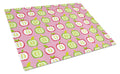 Apples on Pink Cutting Board Tempered Glass Kitchen Cutting Surface, Heat Resistant Chopping, Non-Slip Feet, Food Prep & Serving
