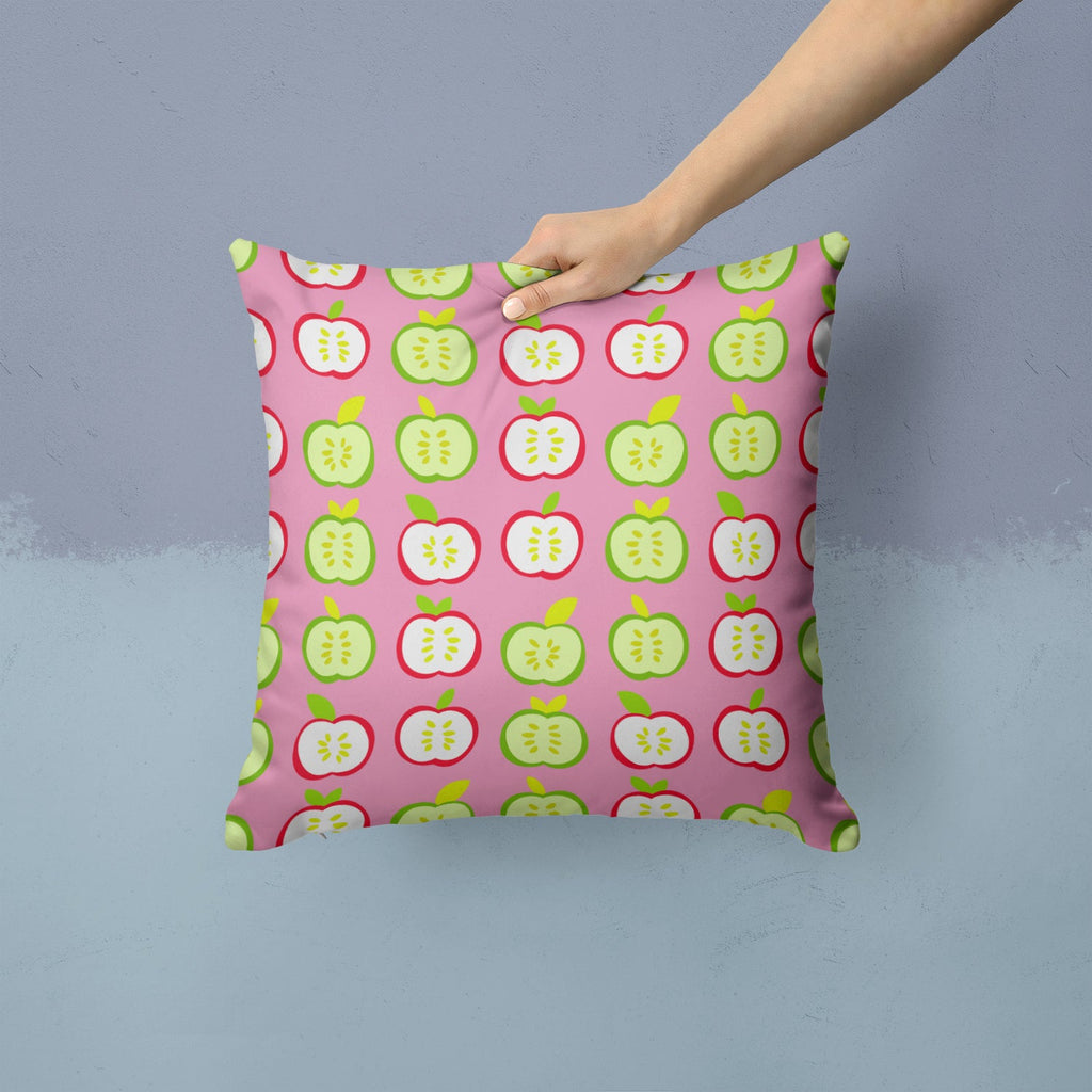 Apples on Pink Decorative Throw Pillow 14x14 Indoor Outdoor Accent Cushion, Fabric Cover with Insert for Sofa, Bed, Porch & Living Room
