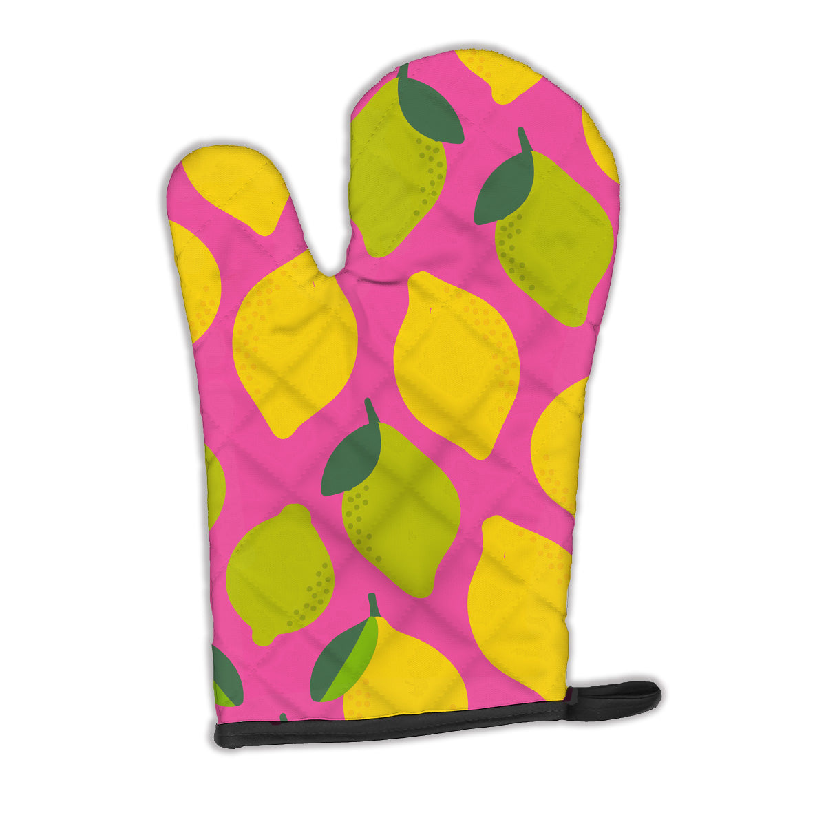 Lemons and Limes on Pink Oven Mitt Heat Resistant Thick Oven Mitt for Hot Pans and Oven, Kitchen Mitt Protect Hands, Cooking Baking Glove