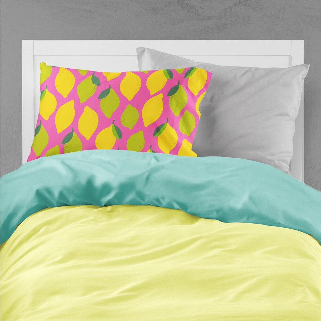 Lemons and Limes on Pink Standard Pillowcase Lightweight Super Soft Easy Care Decorative Artwork Pillowcase, Standard