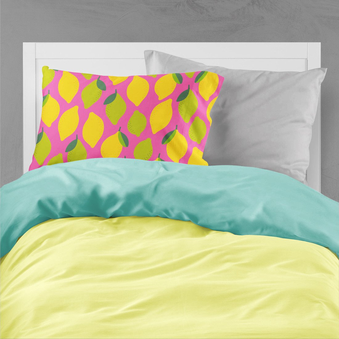 Lemons and Limes on Pink Standard Pillowcase Lightweight Super Soft Easy Care Decorative Artwork Pillowcase, Standard