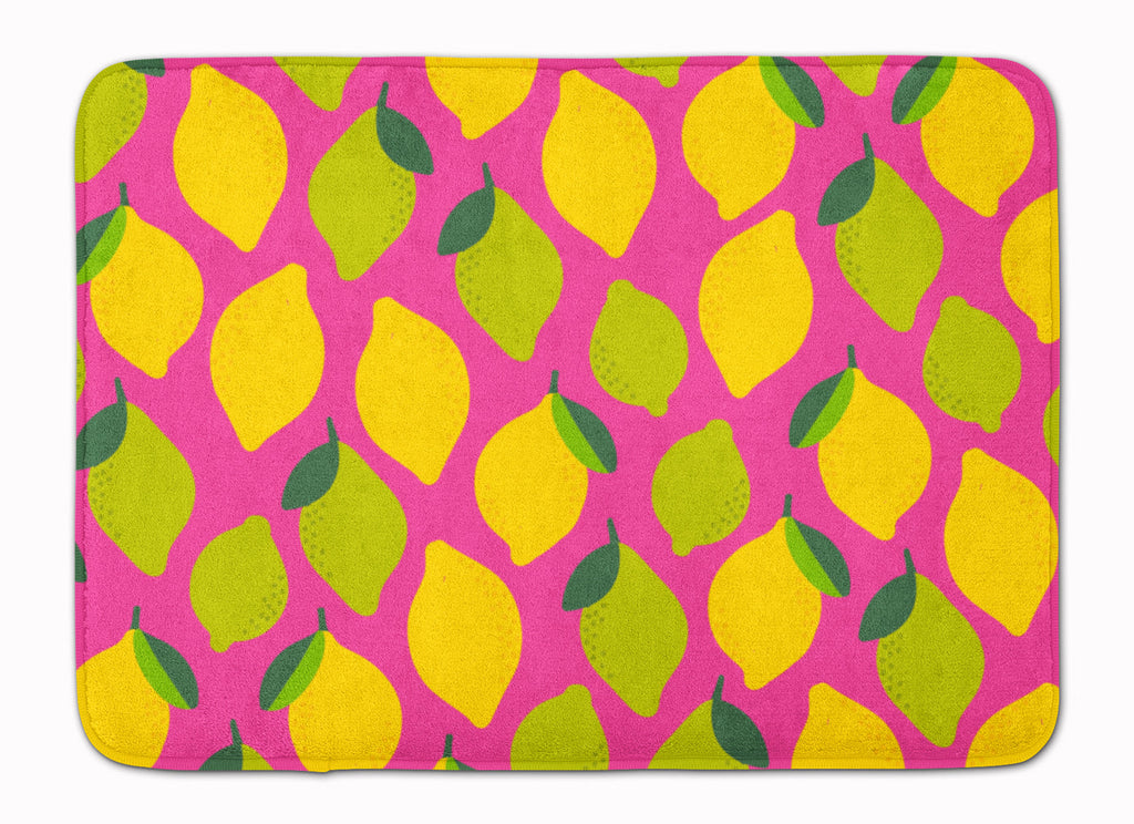 Lemons and Limes on Pink Memory Foam Kitchen Mat Machine Washable Anti-Fatigue Cushion Comfort Bath or Kitchen Rug