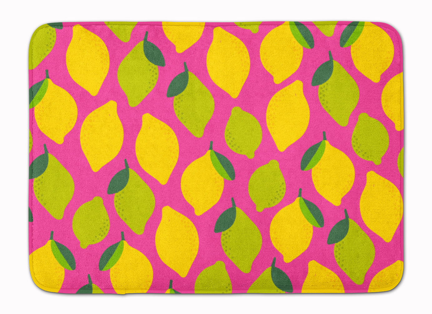 Lemons and Limes on Pink Memory Foam Kitchen Mat Machine Washable Anti-Fatigue Cushion Comfort Bath or Kitchen Rug