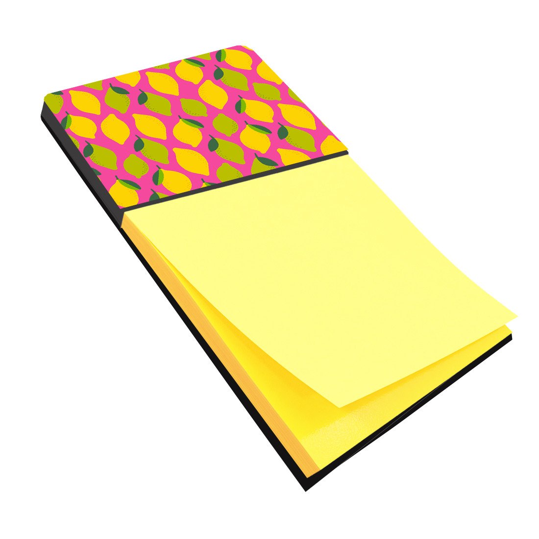 Lemons and Limes on Pink Watercolor Sticky Note Holder Refillable Dispenser Desk Accessory 3x3 Pad Gift