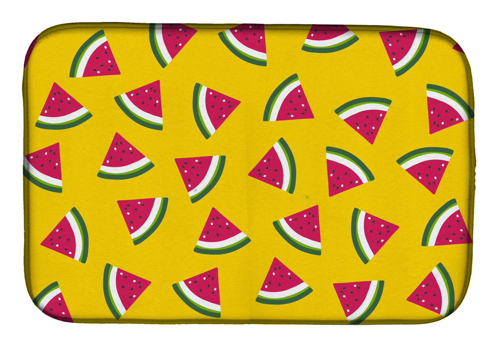 Watermelon on Yellow Dish Drying Mat Absorbent Dish Drying Mat Pad for Kitchen Counter Dish Drainer Mat for Countertop, 14 x 21", Multicolor
