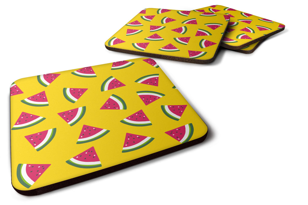 Watermelon on Yellow Foam Coasters Set of 4 Cup Coasters for Indoor Outdoor, Tabletop Protection, Anti Slip, Mouse pad Material