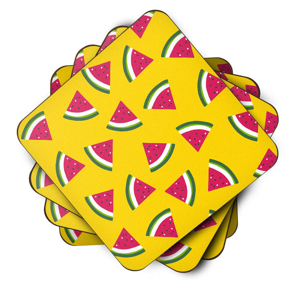 Watermelon on Yellow Foam Coasters Set of 4 Cup Coasters for Indoor Outdoor, Tabletop Protection, Anti Slip, Mouse pad Material