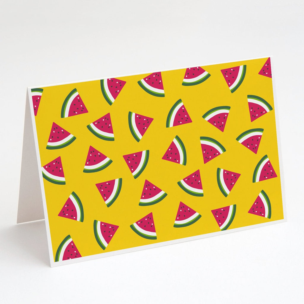 Watermelon on Yellow Greeting Cards Pack of 8 Blank Cards with Envelopes Whimsical A7 Size 5x7