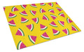 Watermelon on Yellow Cutting Board Tempered Glass Kitchen Cutting Surface, Heat Resistant Chopping, Non-Slip Feet, Food Prep & Serving