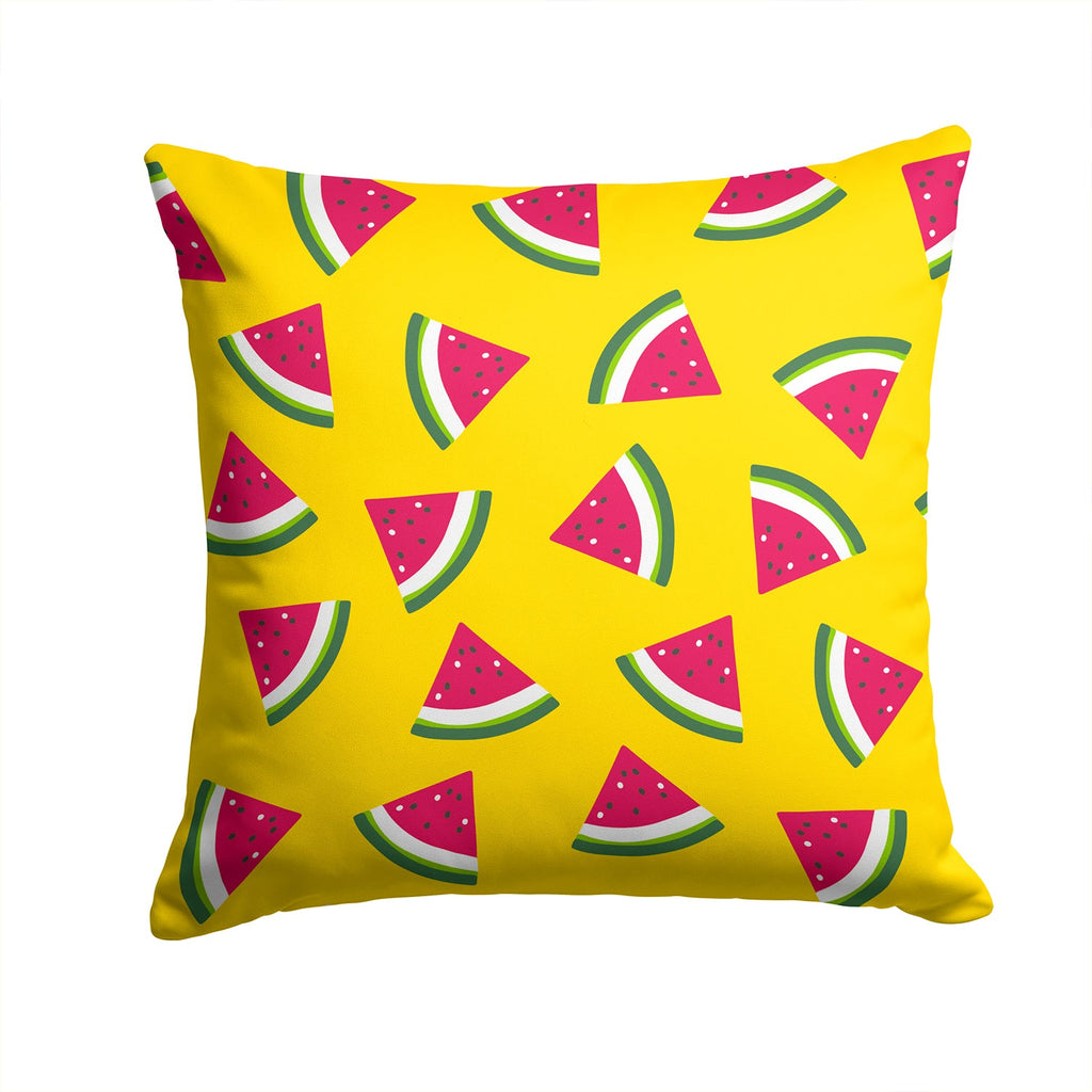 Watermelon on Yellow Decorative Throw Pillow 14x14 Indoor Outdoor Accent Cushion, Fabric Cover with Insert for Sofa, Bed, Porch & Living Room