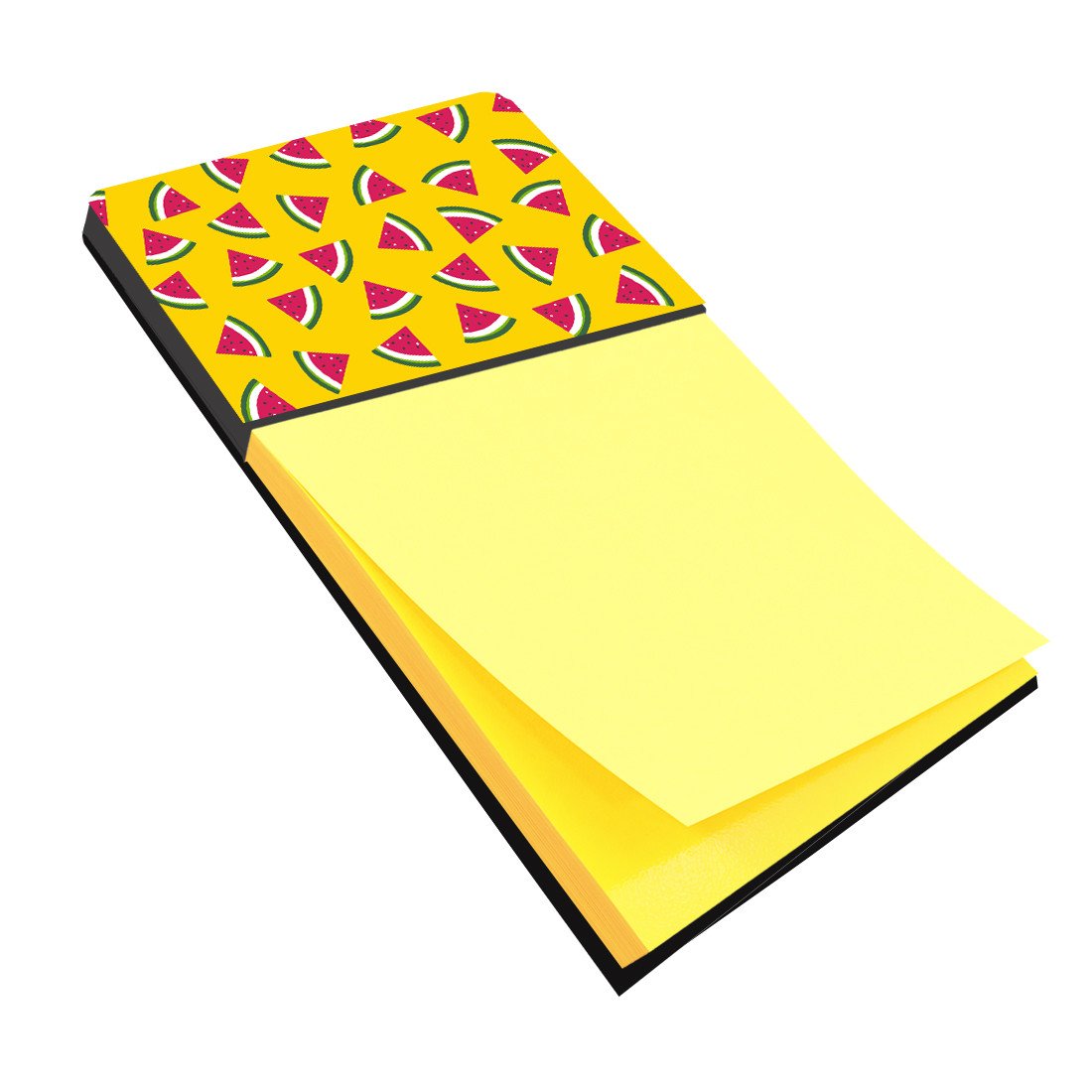 Watermelon on Yellow Watercolor Sticky Note Holder Refillable Dispenser Desk Accessory 3x3 Pad Gift