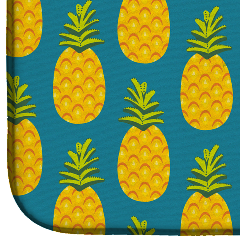 Pineapples on Teal Dish Drying Mat Absorbent Dish Drying Mat Pad for Kitchen Counter Dish Drainer Mat for Countertop, 14 x 21", Multicolor