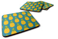Pineapples on Teal Foam Coasters Set of 4 Cup Coasters for Indoor Outdoor, Tabletop Protection, Anti Slip, Mouse pad Material
