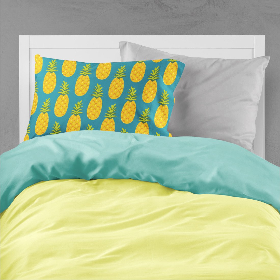 Pineapples on Teal Standard Pillowcase Lightweight Super Soft Easy Care Decorative Artwork Pillowcase, Standard