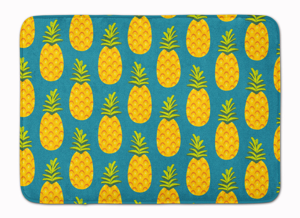 Pineapples on Teal Memory Foam Kitchen Mat Machine Washable Anti-Fatigue Cushion Comfort Bath or Kitchen Rug