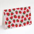 Strawberries on Pink Greeting Cards Pack of 8 Blank Cards with Envelopes Whimsical A7 Size 5x7