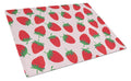 Strawberries on Pink Cutting Board Tempered Glass Kitchen Cutting Surface, Heat Resistant Chopping, Non-Slip Feet, Food Prep & Serving