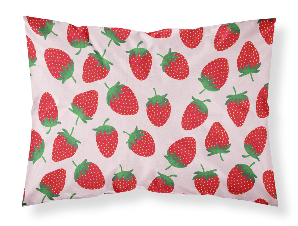 Strawberries on Pink Standard Pillowcase Lightweight Super Soft Easy Care Decorative Artwork Pillowcase, Standard