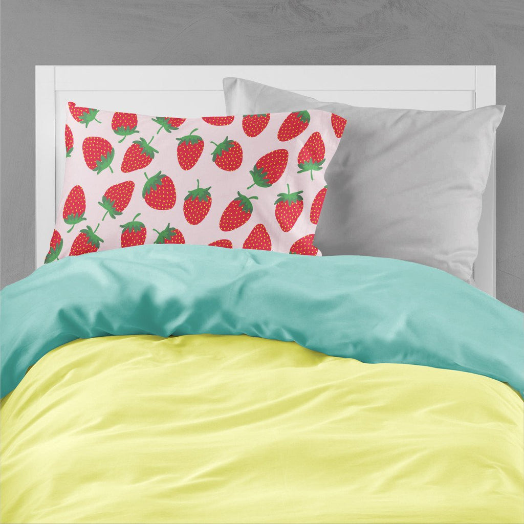 Strawberries on Pink Standard Pillowcase Lightweight Super Soft Easy Care Decorative Artwork Pillowcase, Standard