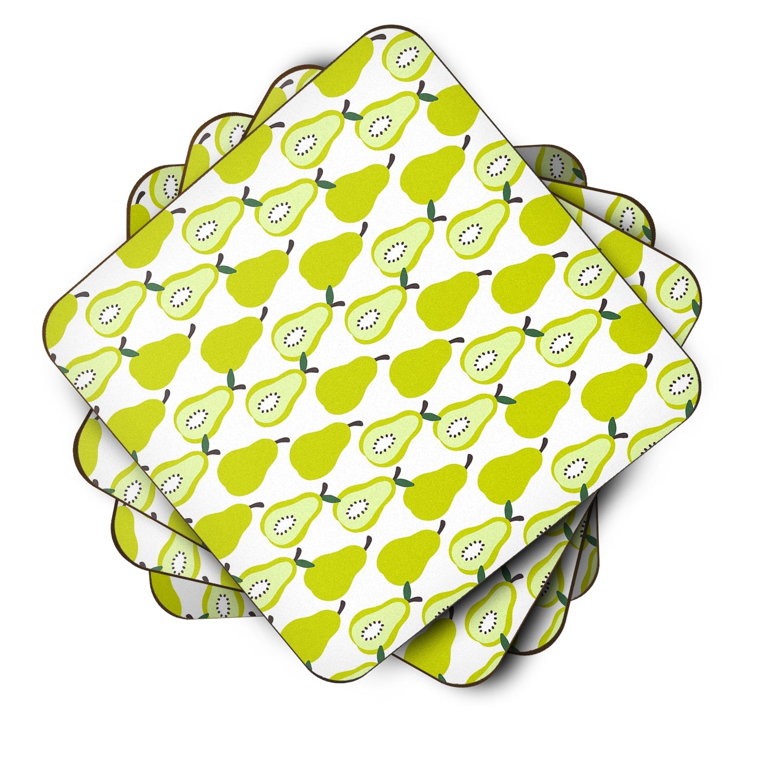Pears on White Foam Coasters Set of 4 Cup Coasters for Indoor Outdoor, Tabletop Protection, Anti Slip, Mouse pad Material