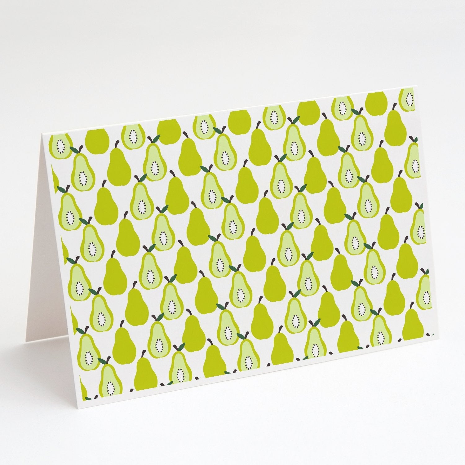 Pears on White Greeting Cards Pack of 8 Blank Cards with Envelopes Whimsical A7 Size 5x7