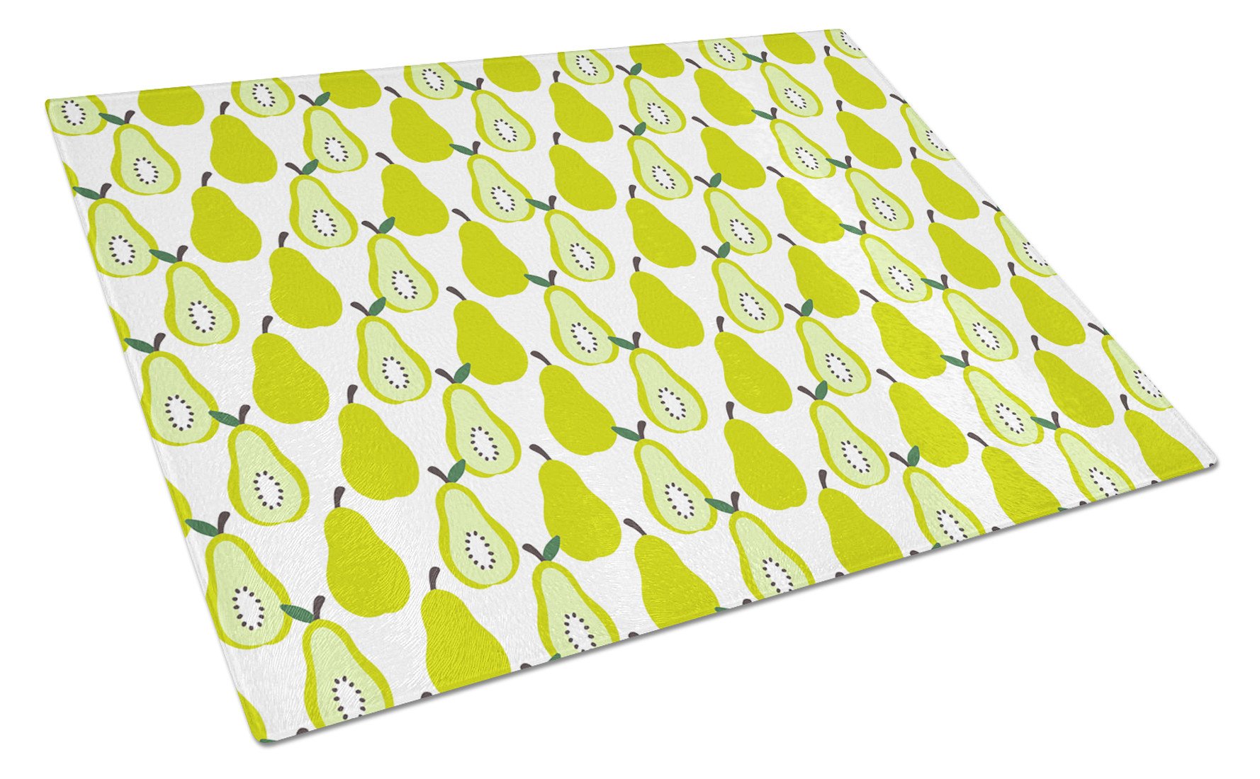 Pears on White Cutting Board Tempered Glass Kitchen Cutting Surface, Heat Resistant Chopping, Non-Slip Feet, Food Prep & Serving