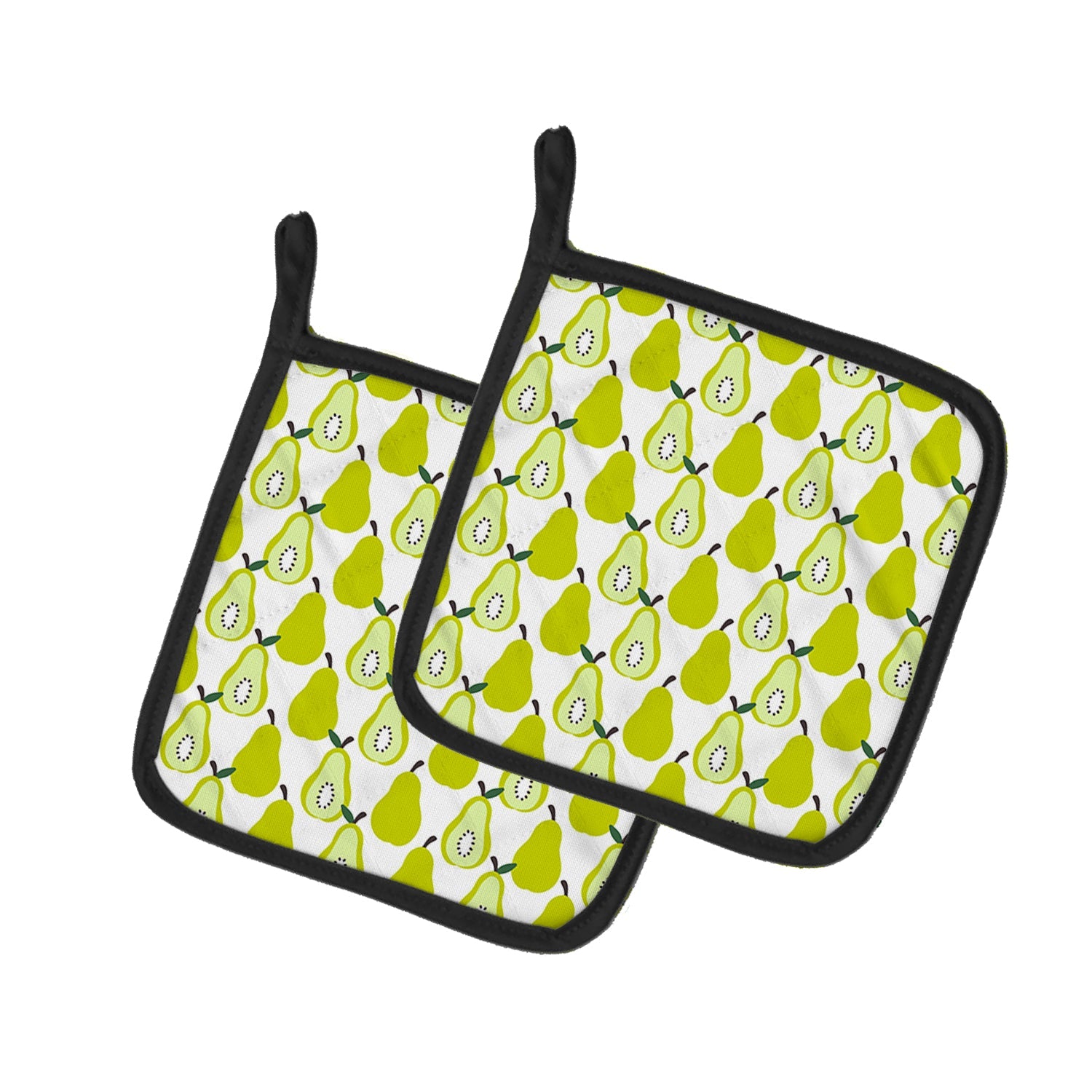 Pears on White Pot Holder Set of 2 Heat Resistant Quilted Hot Pads 7.5 x 7.5 Inch, Insulated Kitchen Trivets for Cooking & Baking