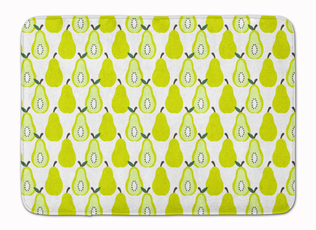 Pears on White Memory Foam Kitchen Mat Machine Washable Anti-Fatigue Cushion Comfort Bath or Kitchen Rug