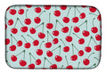 Cherries on Blue Dish Drying Mat Absorbent Dish Drying Mat Pad for Kitchen Counter Dish Drainer Mat for Countertop, 14 x 21", Multicolor