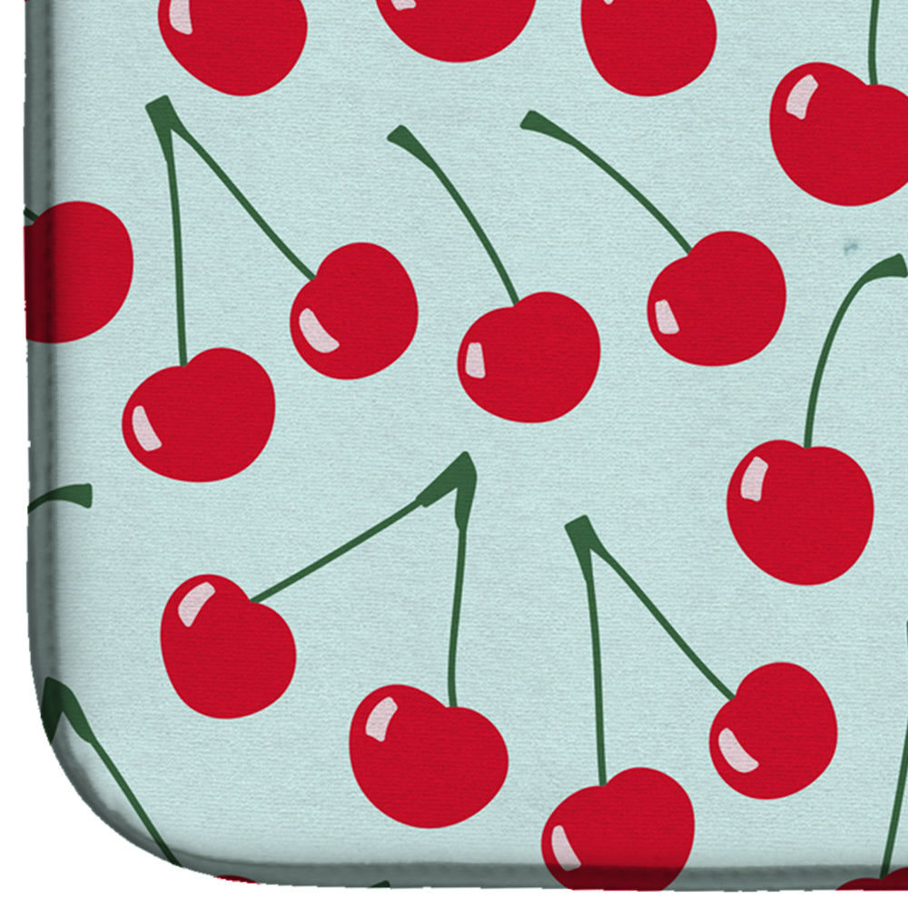 Cherries on Blue Dish Drying Mat Absorbent Dish Drying Mat Pad for Kitchen Counter Dish Drainer Mat for Countertop, 14 x 21", Multicolor