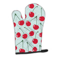 Cherries on Blue Oven Mitt Heat Resistant Thick Oven Mitt for Hot Pans and Oven, Kitchen Mitt Protect Hands, Cooking Baking Glove