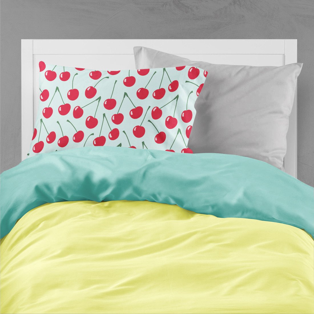 Cherries on Blue Standard Pillowcase Lightweight Super Soft Easy Care Decorative Artwork Pillowcase, Standard