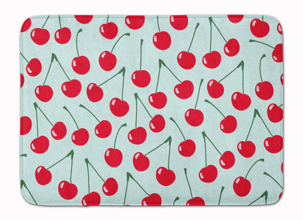 Cherries on Blue Memory Foam Kitchen Mat Machine Washable Anti-Fatigue Cushion Comfort Bath or Kitchen Rug