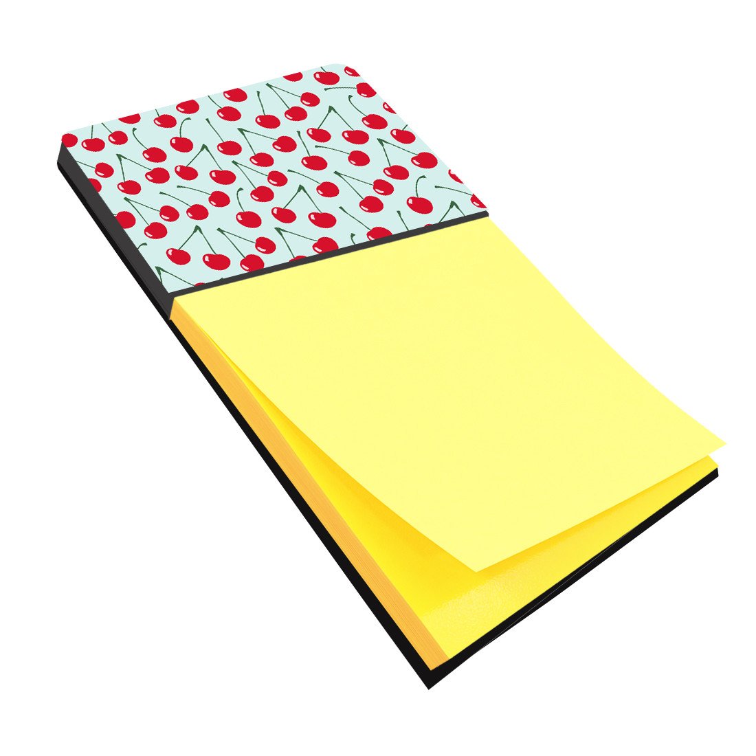 Cherries on Blue Watercolor Sticky Note Holder Refillable Dispenser Desk Accessory 3x3 Pad Gift