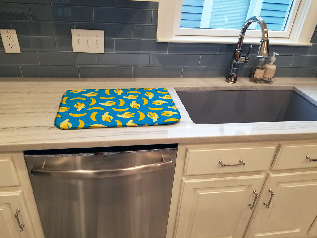 Bananas on Blue Dish Drying Mat Absorbent Dish Drying Mat Pad for Kitchen Counter Dish Drainer Mat for Countertop, 14 x 21", Multicolor