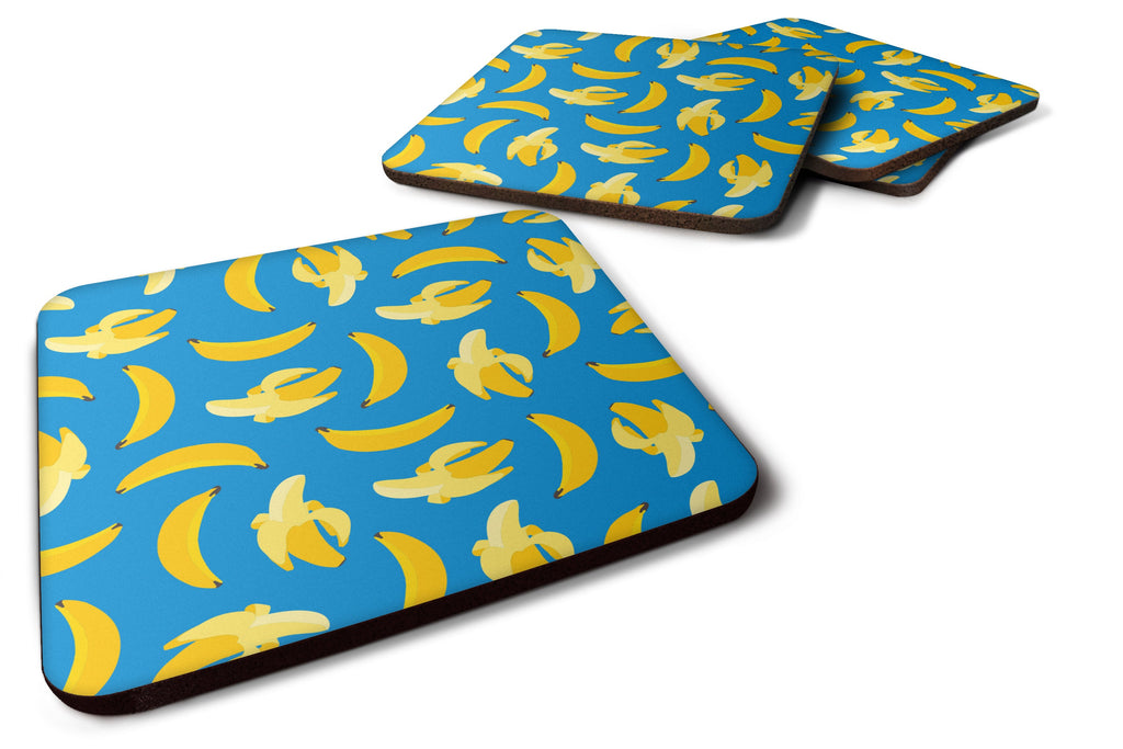 Bananas on Blue Foam Coasters Set of 4 Cup Coasters for Indoor Outdoor, Tabletop Protection, Anti Slip, Mouse pad Material