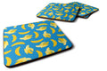Bananas on Blue Foam Coasters Set of 4 Cup Coasters for Indoor Outdoor, Tabletop Protection, Anti Slip, Mouse pad Material