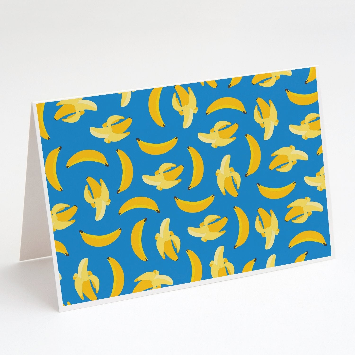 Bananas on Blue Greeting Cards Pack of 8 Blank Cards with Envelopes Whimsical A7 Size 5x7