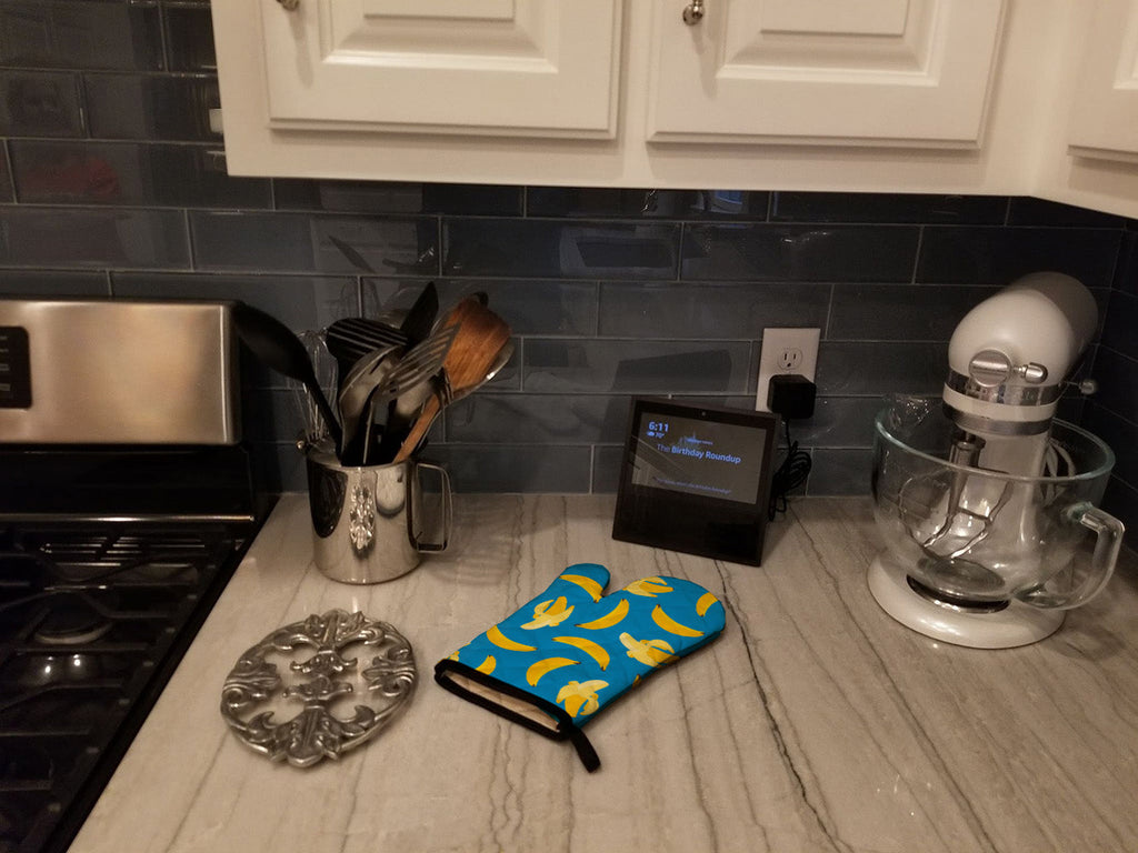 Bananas on Blue Oven Mitt Heat Resistant Thick Oven Mitt for Hot Pans and Oven, Kitchen Mitt Protect Hands, Cooking Baking Glove