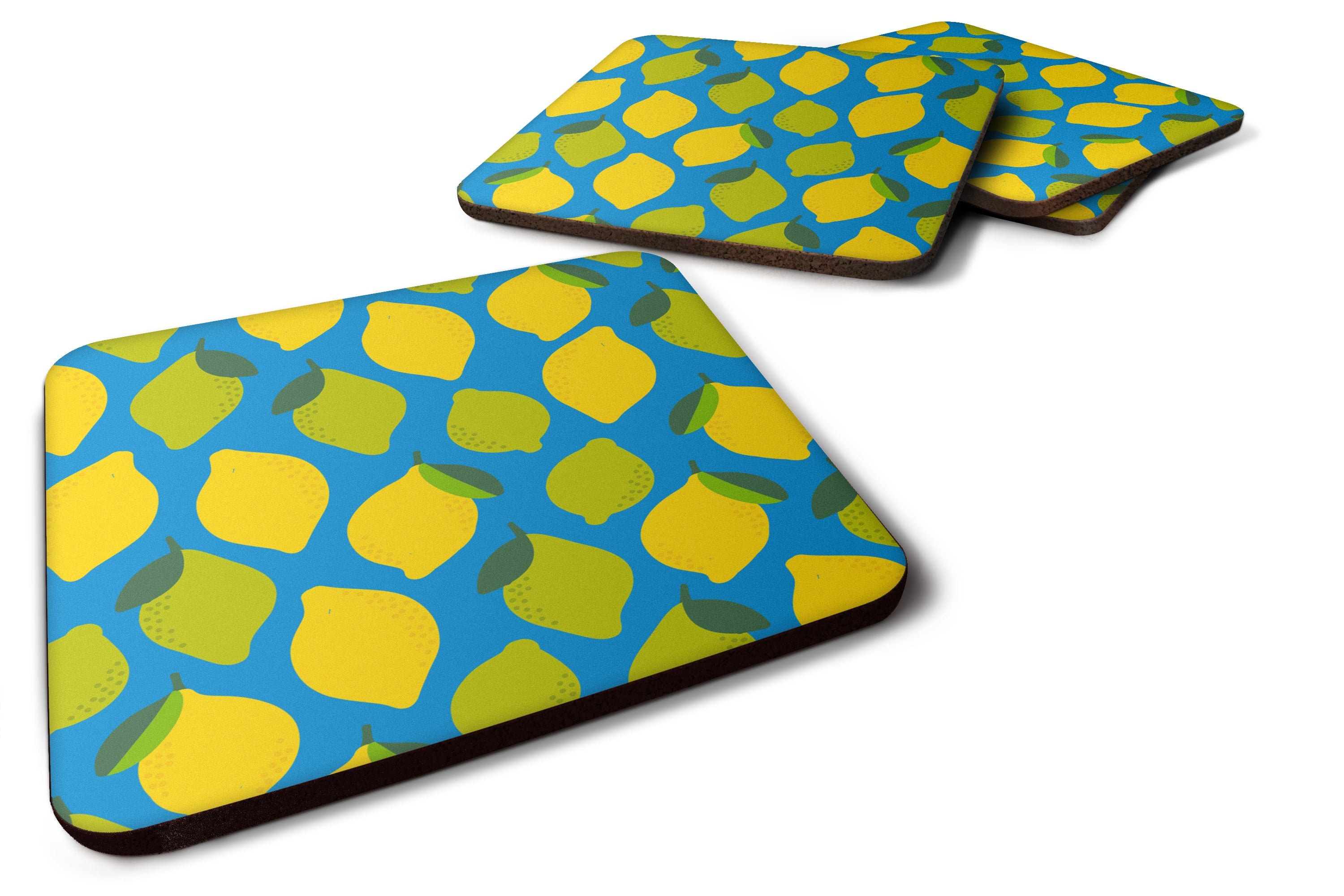 Lemons and Limes Foam Coasters Set of 4 Cup Coasters for Indoor Outdoor, Tabletop Protection, Anti Slip, Mouse pad Material