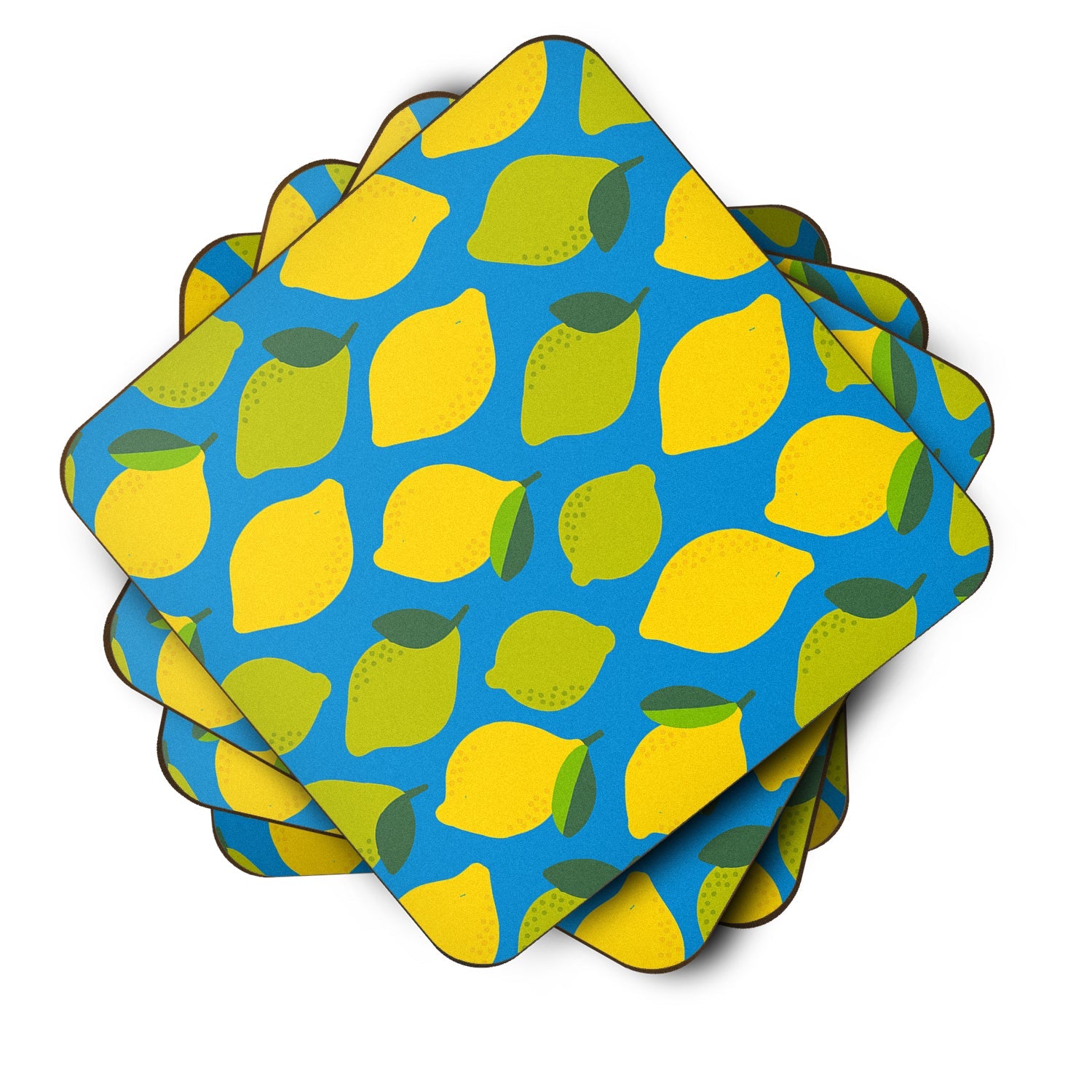 Lemons and Limes Foam Coasters Set of 4 Cup Coasters for Indoor Outdoor, Tabletop Protection, Anti Slip, Mouse pad Material