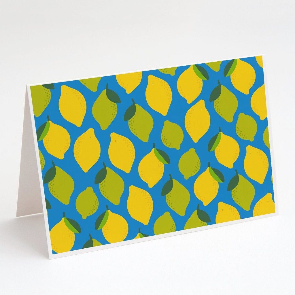 Lemons and Limes Greeting Cards Pack of 8 Blank Cards with Envelopes Whimsical A7 Size 5x7