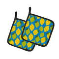 Lemons and Limes Pot Holder Set of 2 Heat Resistant Quilted Hot Pads 7.5 x 7.5 Inch, Insulated Kitchen Trivets for Cooking & Baking