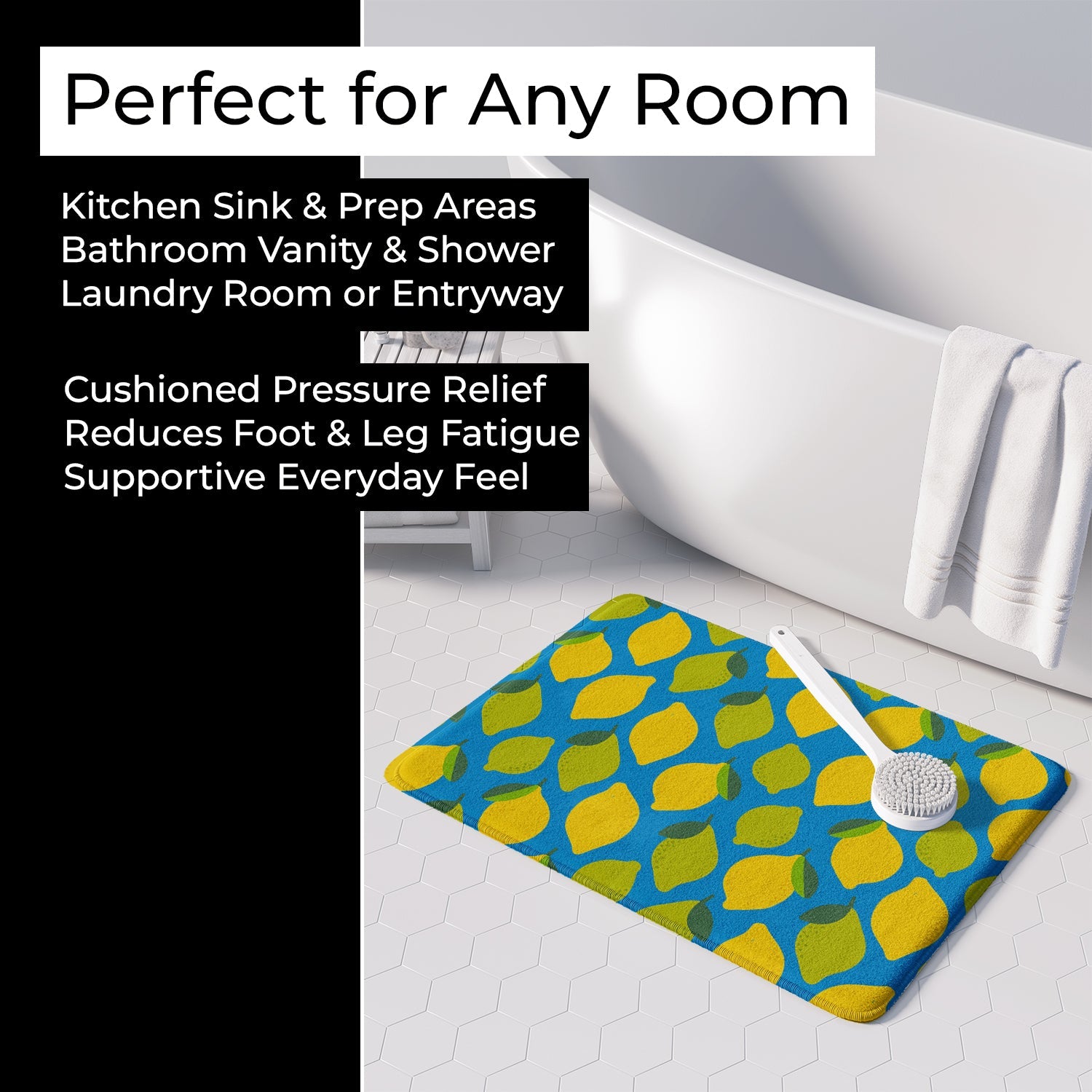 Lemons and Limes Memory Foam Kitchen Mat Machine Washable Anti-Fatigue Cushion Comfort Bath or Kitchen Rug