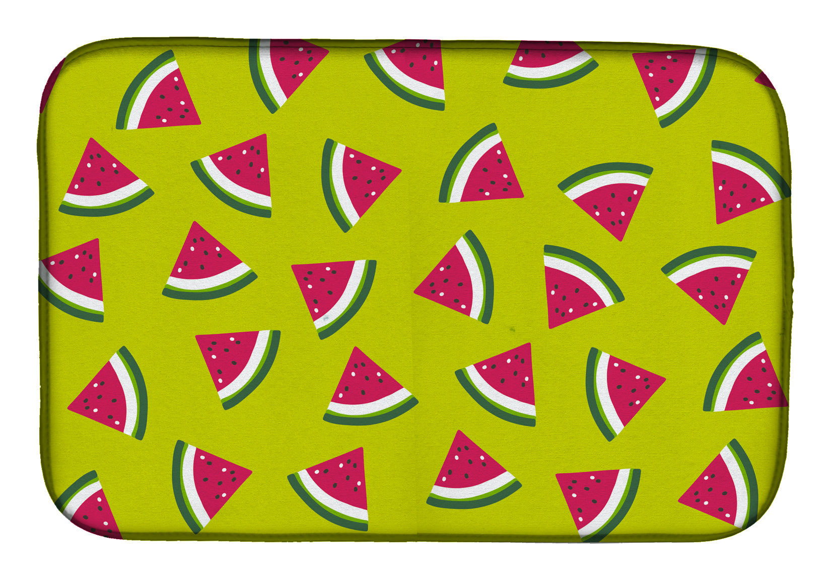 Watermelon on Lime Green Dish Drying Mat Absorbent Dish Drying Mat Pad for Kitchen Counter Dish Drainer Mat for Countertop, 14 x 21", Multicolor