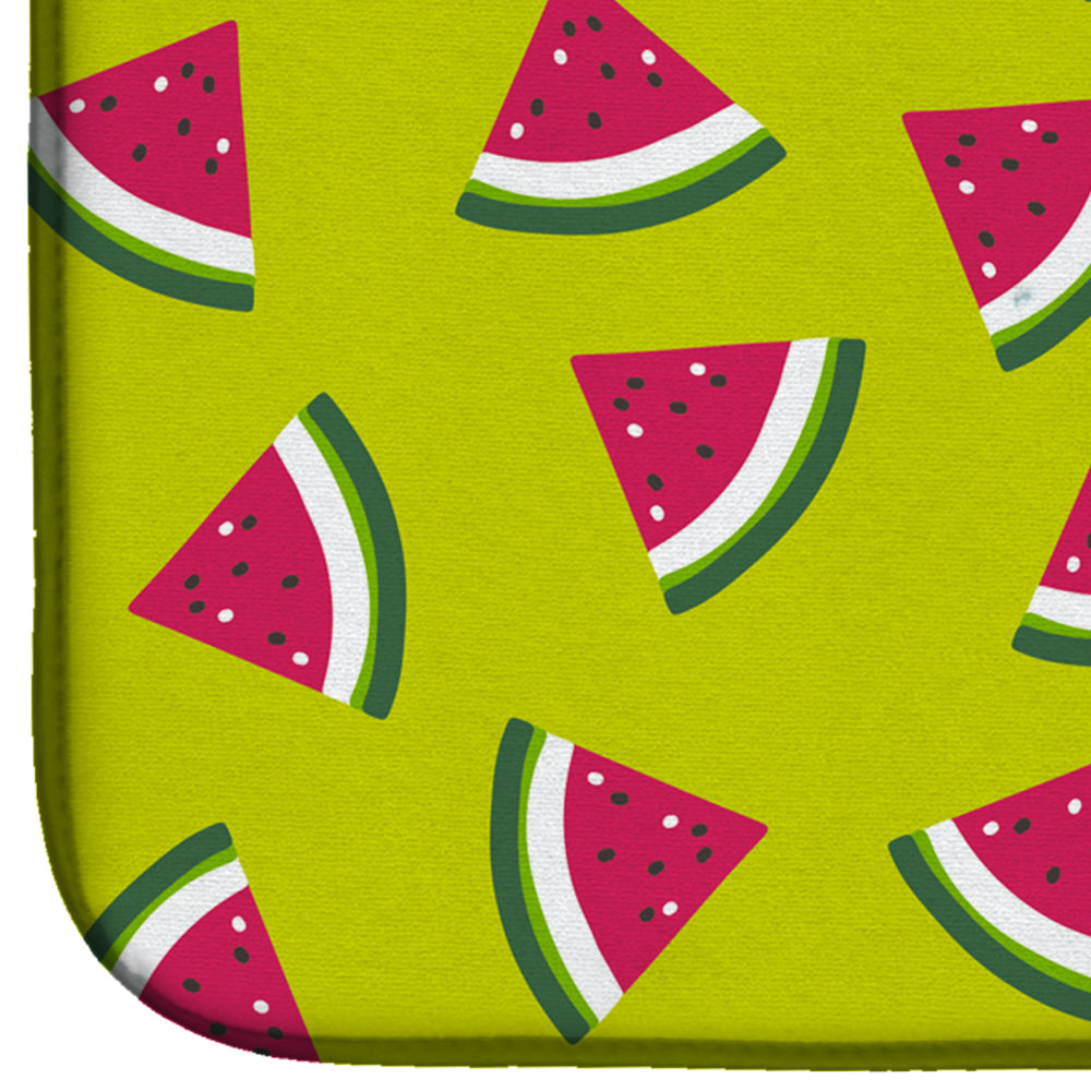 Watermelon on Lime Green Dish Drying Mat Absorbent Dish Drying Mat Pad for Kitchen Counter Dish Drainer Mat for Countertop, 14 x 21", Multicolor