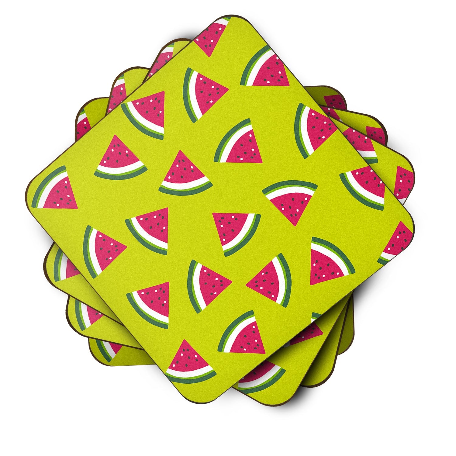 Watermelon on Lime Green Foam Coasters Set of 4 Cup Coasters for Indoor Outdoor, Tabletop Protection, Anti Slip, Mouse pad Material