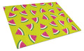 Watermelon on Lime Green Cutting Board Tempered Glass Kitchen Cutting Surface, Heat Resistant Chopping, Non-Slip Feet, Food Prep & Serving